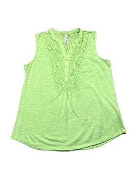 NY Collection Sleeveless Lace Detail Top PXL Light Bright Green